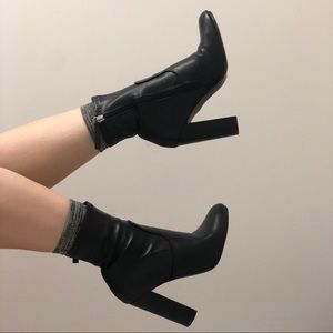 Steve Madden Black Leather Sock Boots